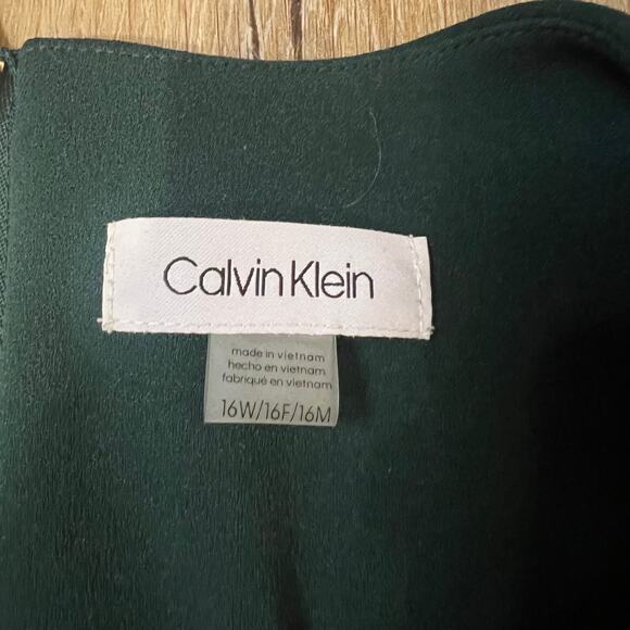 CALVIN KLEIN Women's Tulip-Sleeve Sheath Knee-length Dress Size 16W In Green - Picture 5 of 8